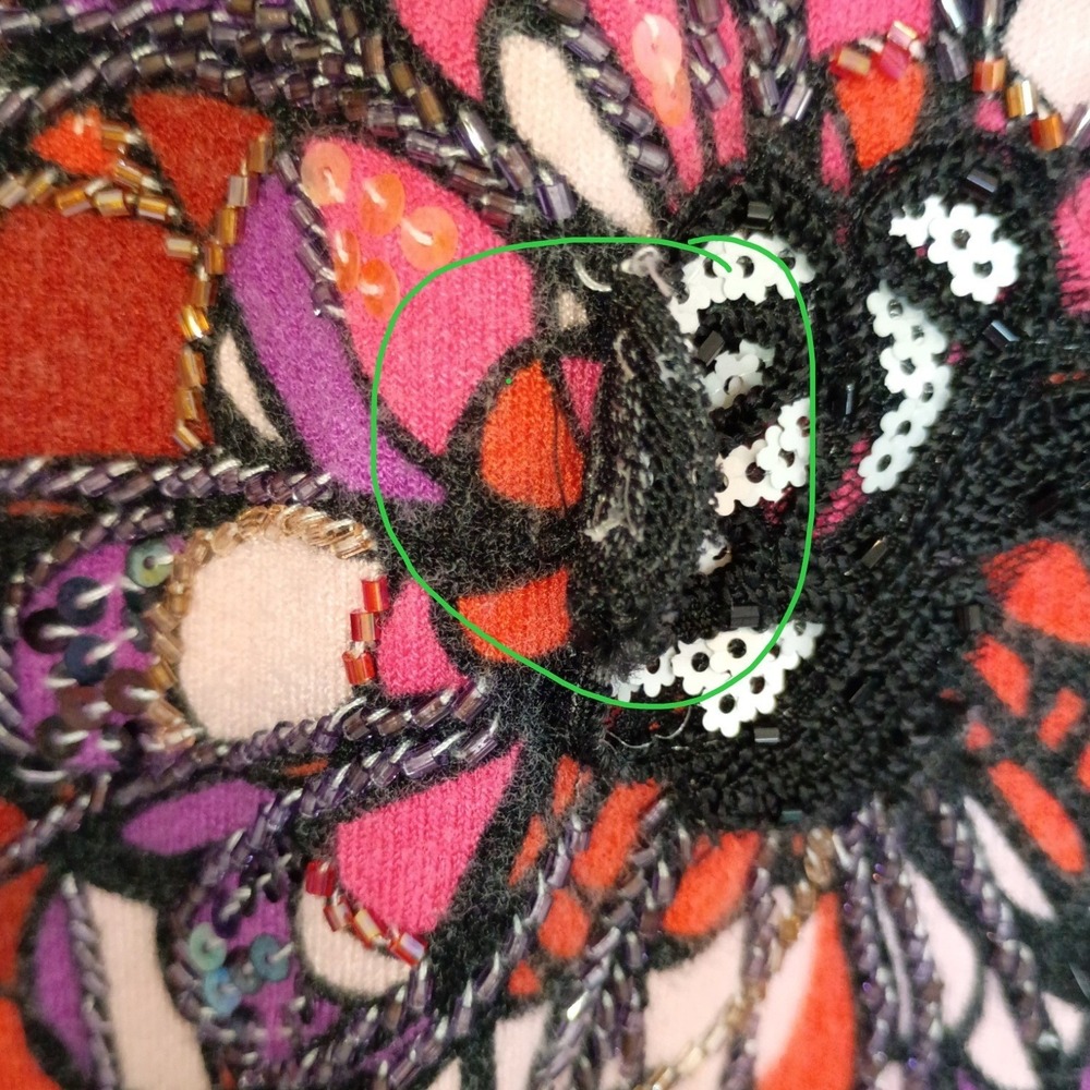 Alberto Makali Womens Twin Set Cardigan Tank Abstract Floral Sequin Beaded Large - Picture 15 of 15